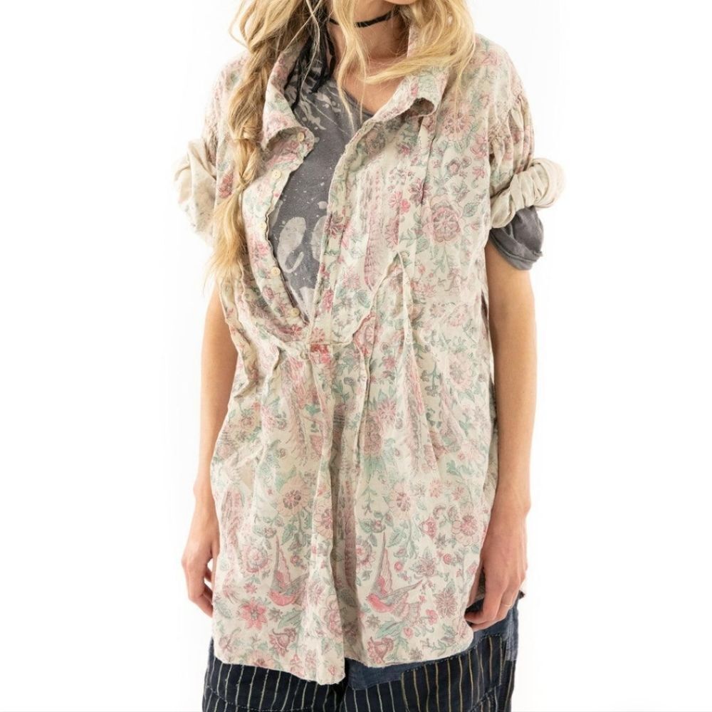 Magnolia Pearl Cotton Tora Shirt/ Dress Pastel Floral One Size - Picture 13 of 13